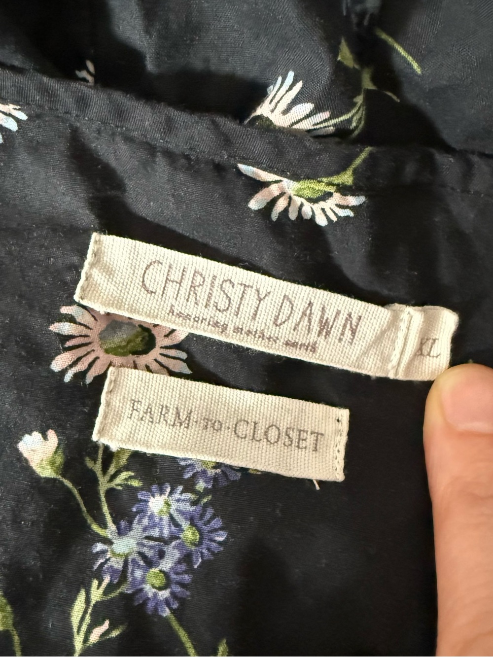 Christy Dawn Farm To Closet Midi Dress XL Navy Floral Short Sleeve Cottagecore - Picture 10 of 13